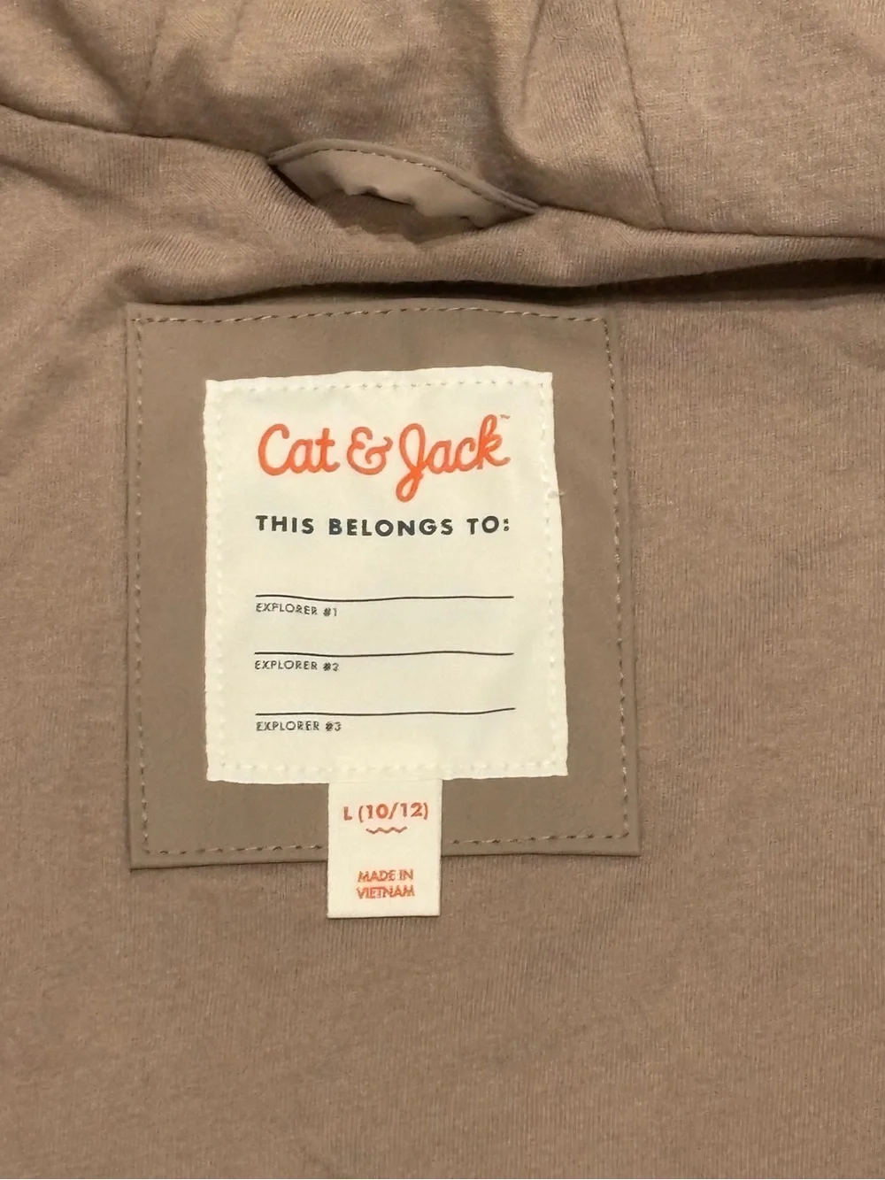 Cat & Jack Two-Tone Hooded Raincoat - Light Blue & Beige, Size YL (10-12) NEW